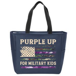 Purple Up For Military Child Month Usa Flag Zip Tote Bag