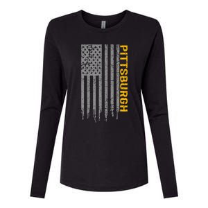 Pittsburgh Usa Flag Patriotic American From Pittsburgh Womens Cotton Relaxed Long Sleeve T-Shirt