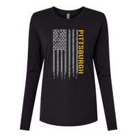 Pittsburgh Usa Flag Patriotic American From Pittsburgh Womens Cotton Relaxed Long Sleeve T-Shirt