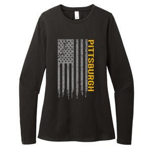 Pittsburgh Usa Flag Patriotic American From Pittsburgh Womens CVC Long Sleeve Shirt