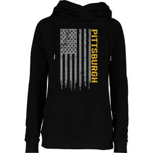 Pittsburgh Usa Flag Patriotic American From Pittsburgh Womens Funnel Neck Pullover Hood