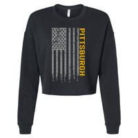 Pittsburgh Usa Flag Patriotic American From Pittsburgh Cropped Pullover Crew