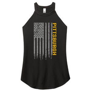 Pittsburgh Usa Flag Patriotic American From Pittsburgh Women's Perfect Tri Rocker Tank