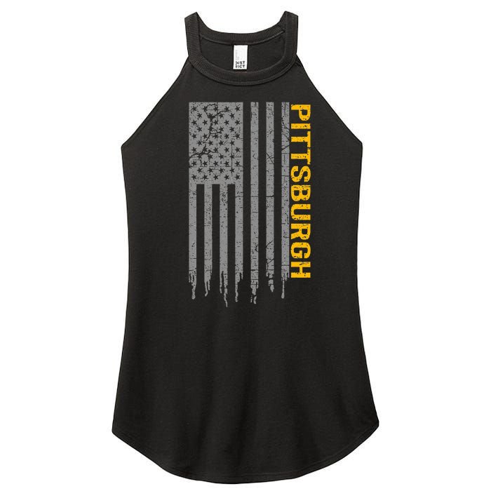 Pittsburgh Usa Flag Patriotic American From Pittsburgh Women's Perfect Tri Rocker Tank