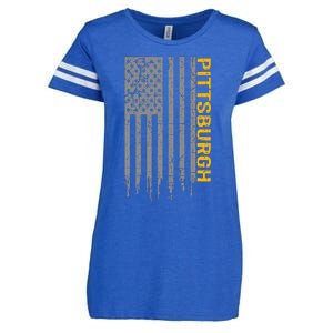 Pittsburgh Usa Flag Patriotic American From Pittsburgh Enza Ladies Jersey Football T-Shirt