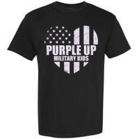 Purple Up For Military Children USA Flag Heart Garment-Dyed Heavyweight T-Shirt