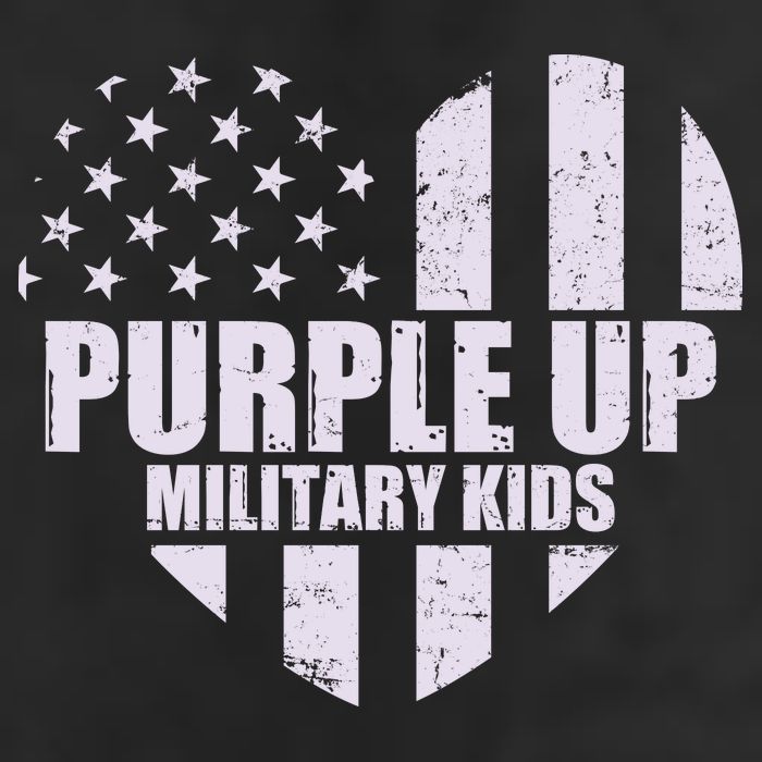 Purple Up For Military Children USA Flag Heart Garment-Dyed Heavyweight T-Shirt