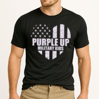 Purple Up For Military Children USA Flag Heart Cooling Performance Crew T-Shirt