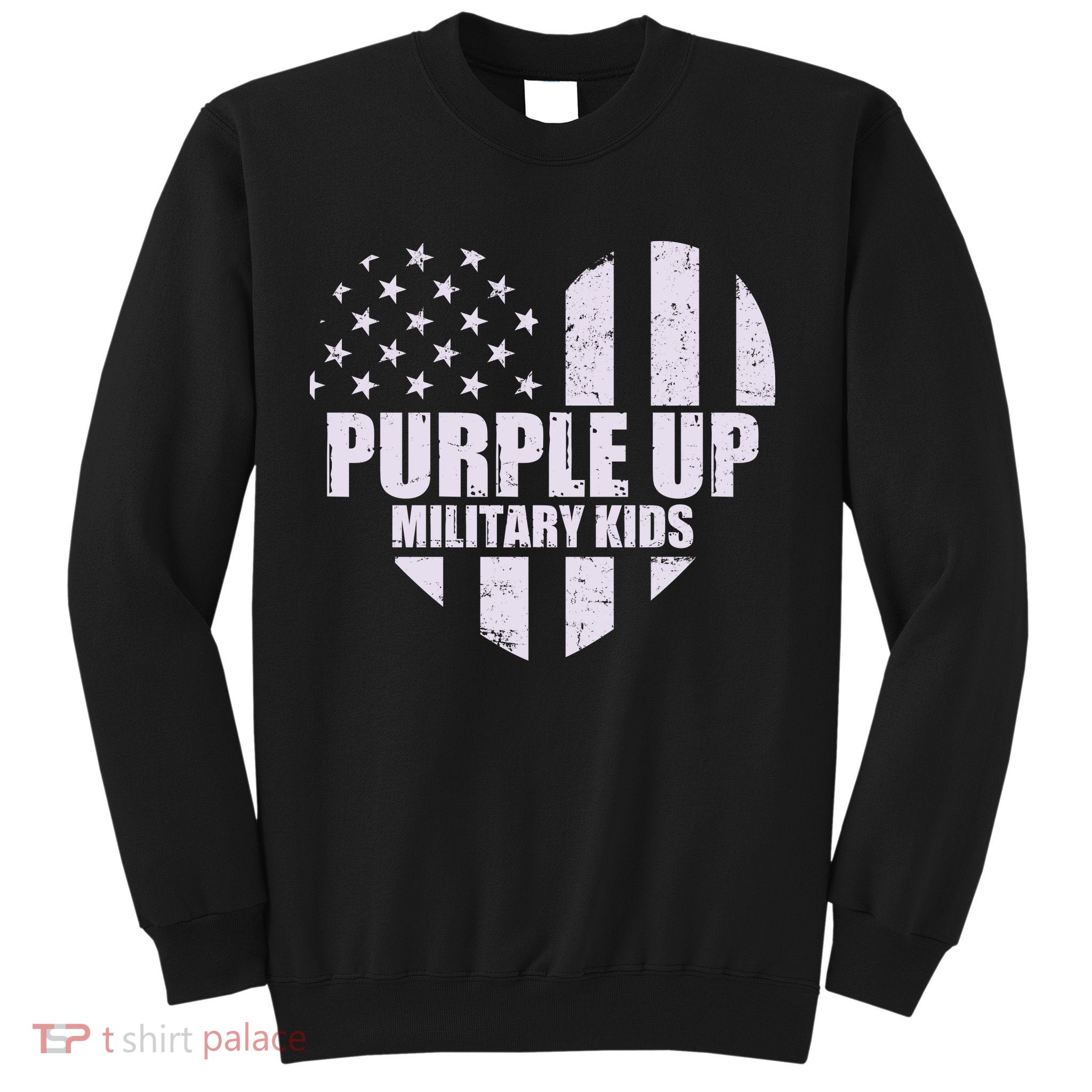 Purple Up For Military Children USA Flag Heart Sweatshirt
