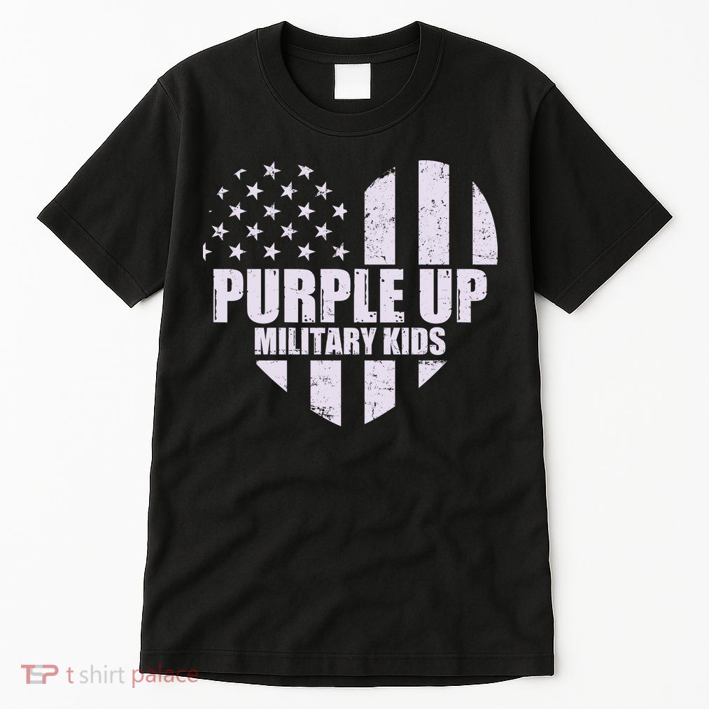 Purple Up For Military Children USA Flag Heart Tall T-Shirt