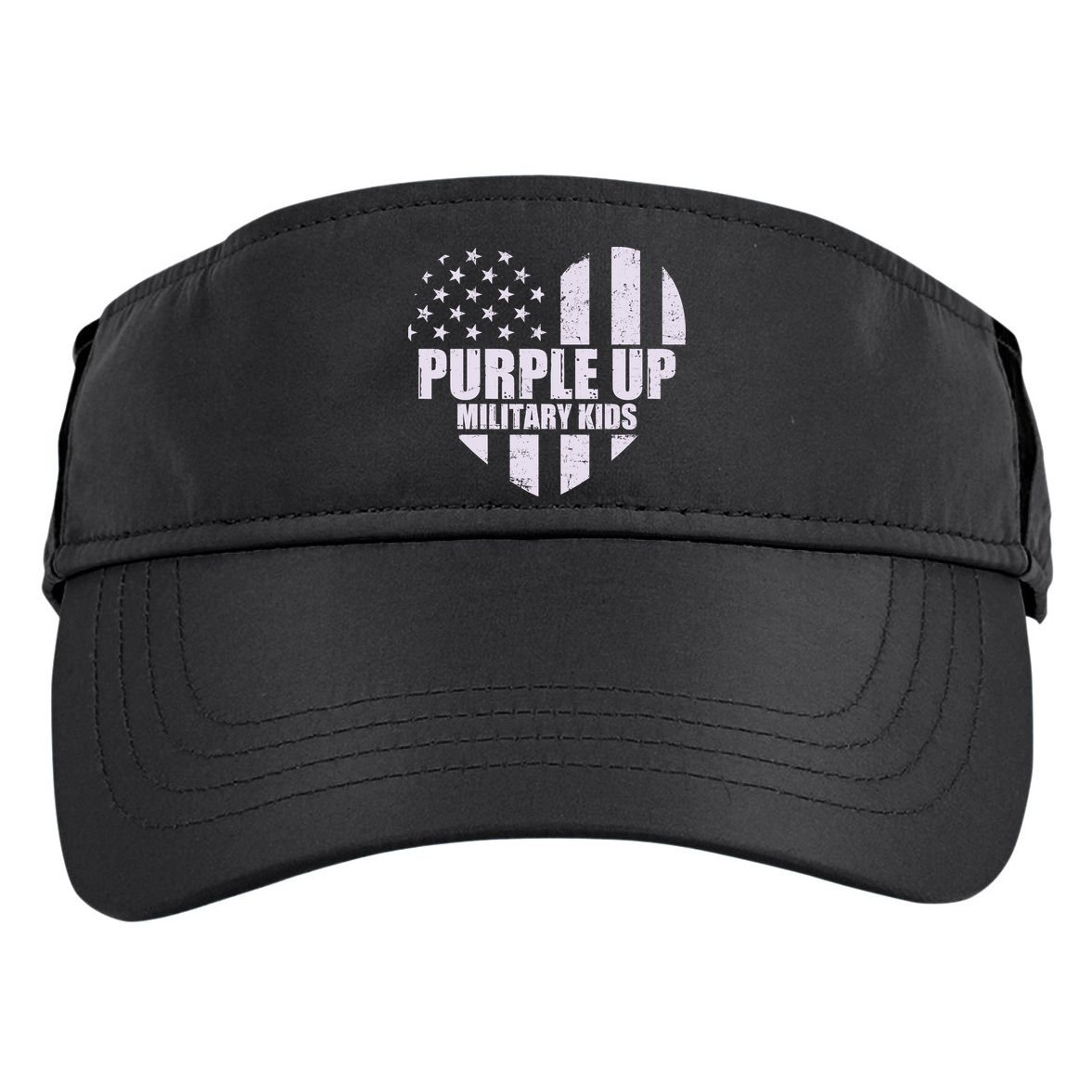 Purple Up For Military Children USA Flag Heart Adult Drive Performance Visor