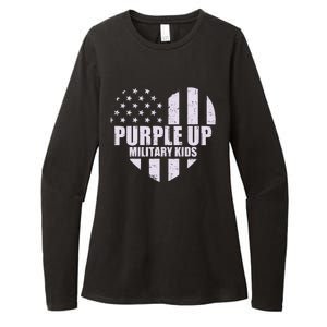 Purple Up For Military Children USA Flag Heart Womens CVC Long Sleeve Shirt