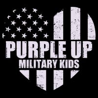 Purple Up For Military Children USA Flag Heart 16 in Basic Backpack