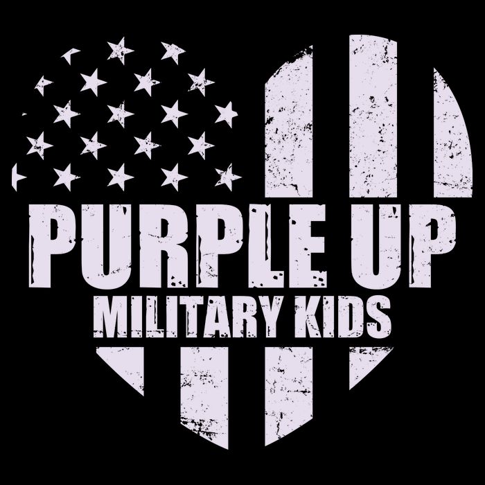Purple Up For Military Children USA Flag Heart 16 in Basic Backpack