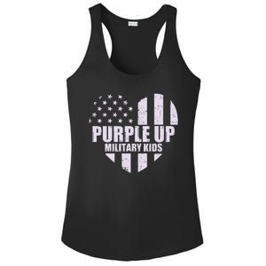 Purple Up For Military Children USA Flag Heart Ladies PosiCharge Competitor Racerback Tank