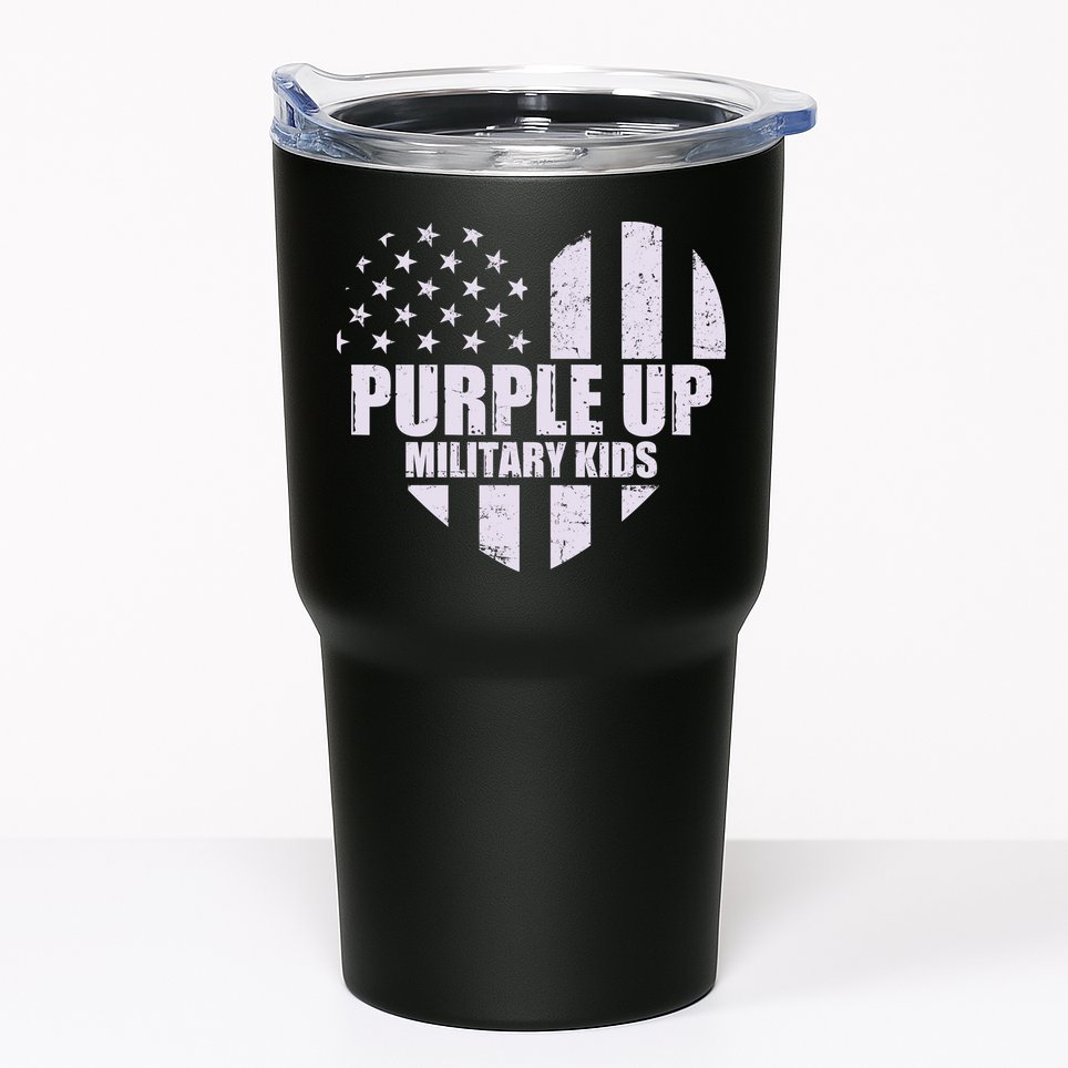 Purple Up For Military Children USA Flag Heart Tumbler