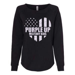 Purple Up For Military Children USA Flag Heart Womens California Wash Sweatshirt