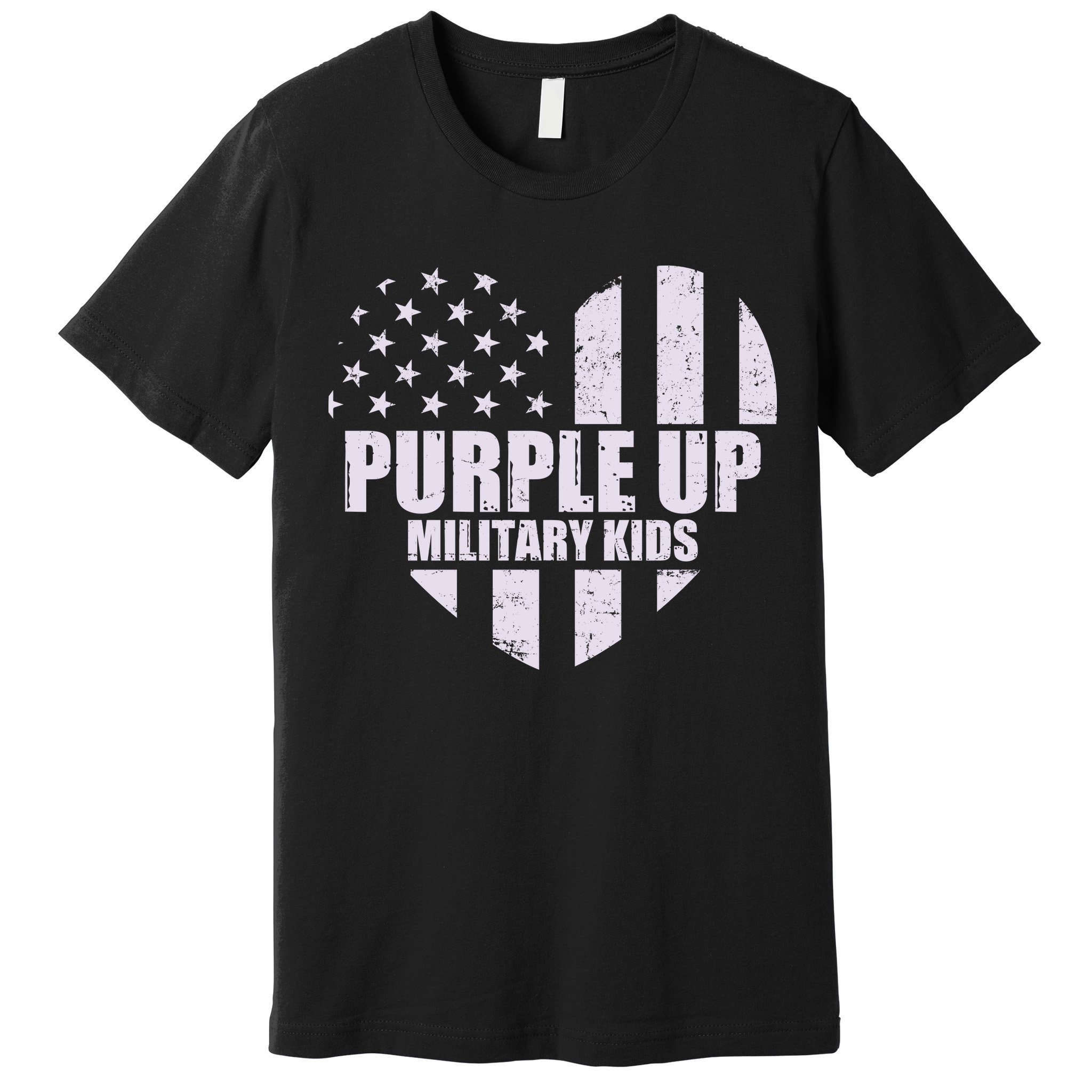 Purple Up For Military Children USA Flag Heart Premium T-Shirt