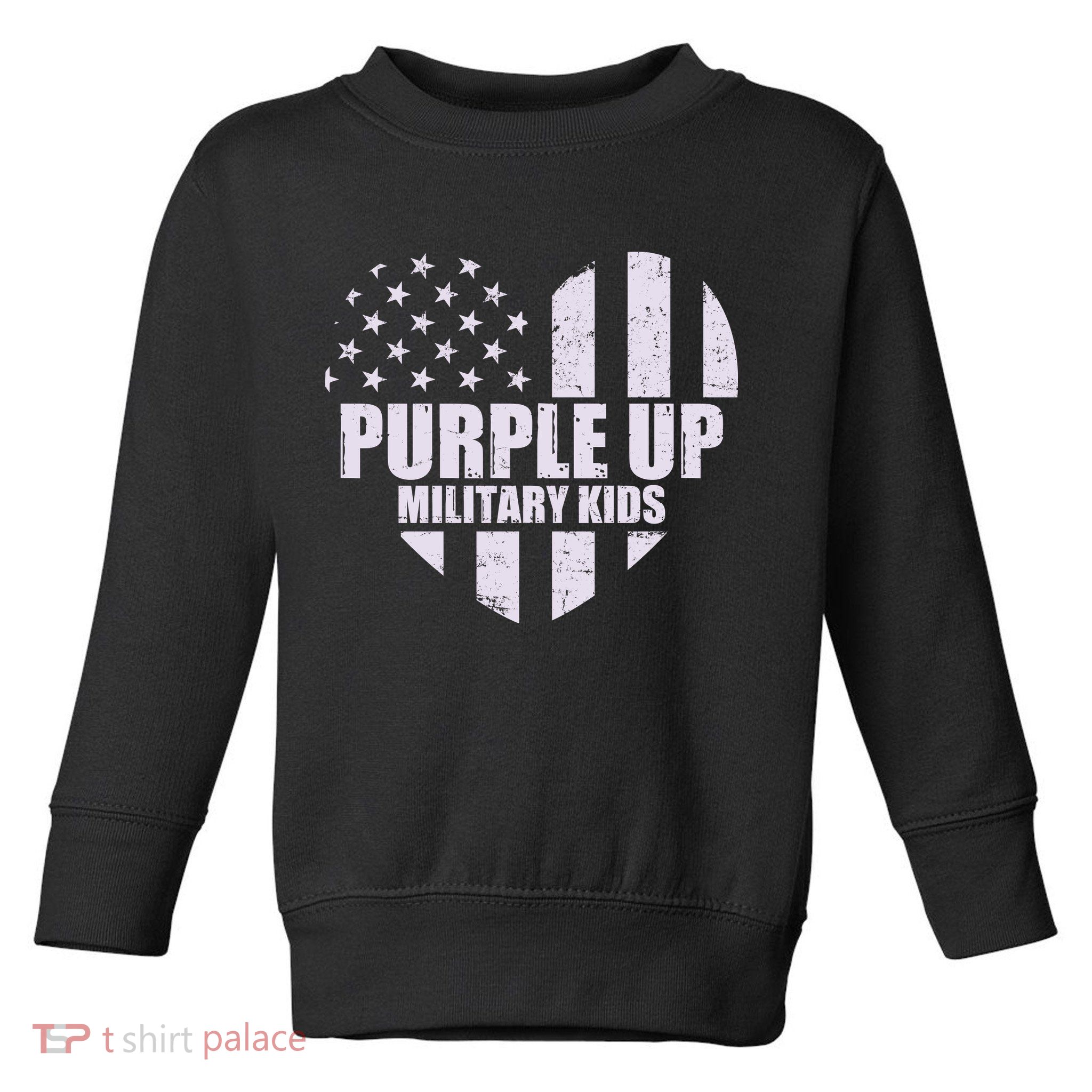 Purple Up For Military Children USA Flag Heart Toddler Sweatshirt