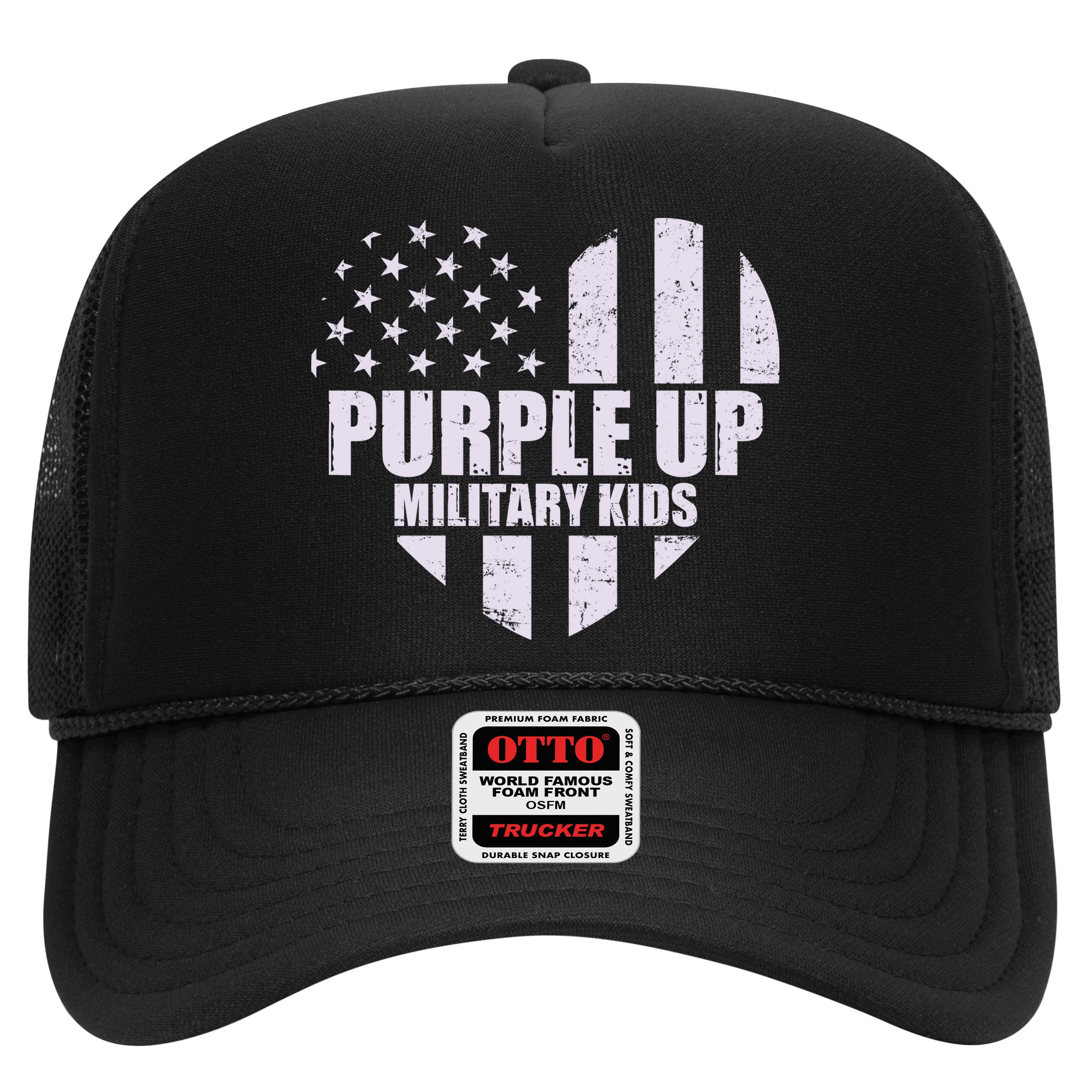 Purple Up For Military Children USA Flag Heart Hat
