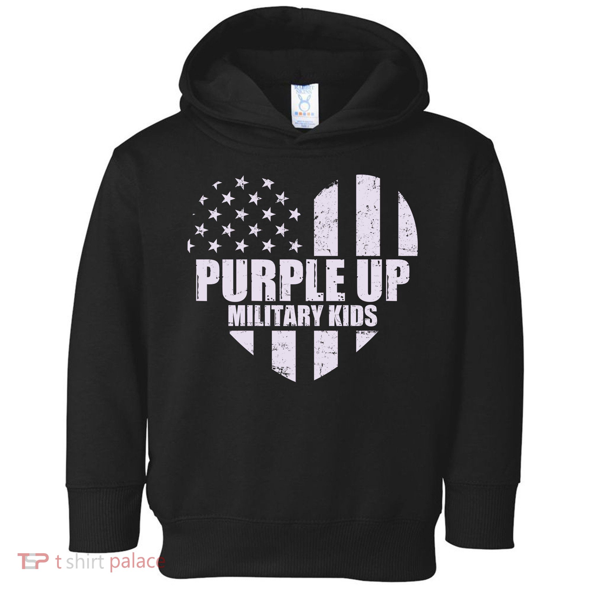 Purple Up For Military Children USA Flag Heart Toddler Hoodie