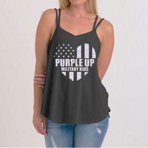 Purple Up For Military Children USA Flag Heart Women's Strappy Tank