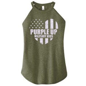 Purple Up For Military Children USA Flag Heart Women's Perfect Tri Rocker Tank