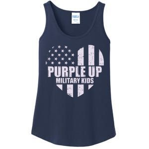 Purple Up For Military Children USA Flag Heart Ladies Essential Tank