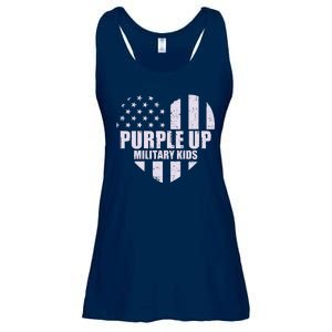 Purple Up For Military Children USA Flag Heart Ladies Essential Flowy Tank