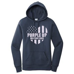 Purple Up For Military Children USA Flag Heart Women's Pullover Hoodie