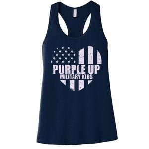 Purple Up For Military Children USA Flag Heart Women's Racerback Tank