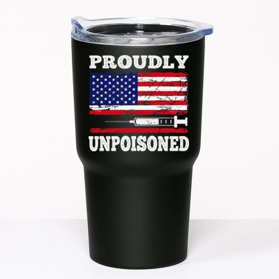 Proudly Unpoisoned Funny Saying Vaccinated 4th of July Flag Tumbler