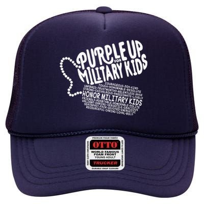 Purple Up For Military Month Of The Military Child High Crown Mesh Back Trucker Hat