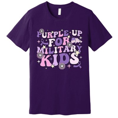 Purple Up For Military Cute Groovy Military Child Month Premium T-Shirt