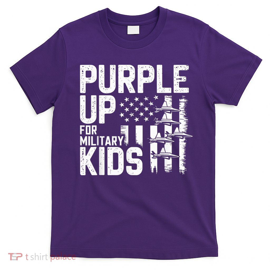 Purple Up For Military Flag Military Child Month T-Shirt