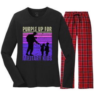 Purple Up For Military Month of the Military Child Women's Long Sleeve Flannel Pajama Set 