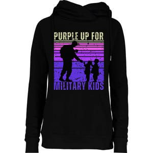 Purple Up For Military Month of the Military Child Womens Funnel Neck Pullover Hood