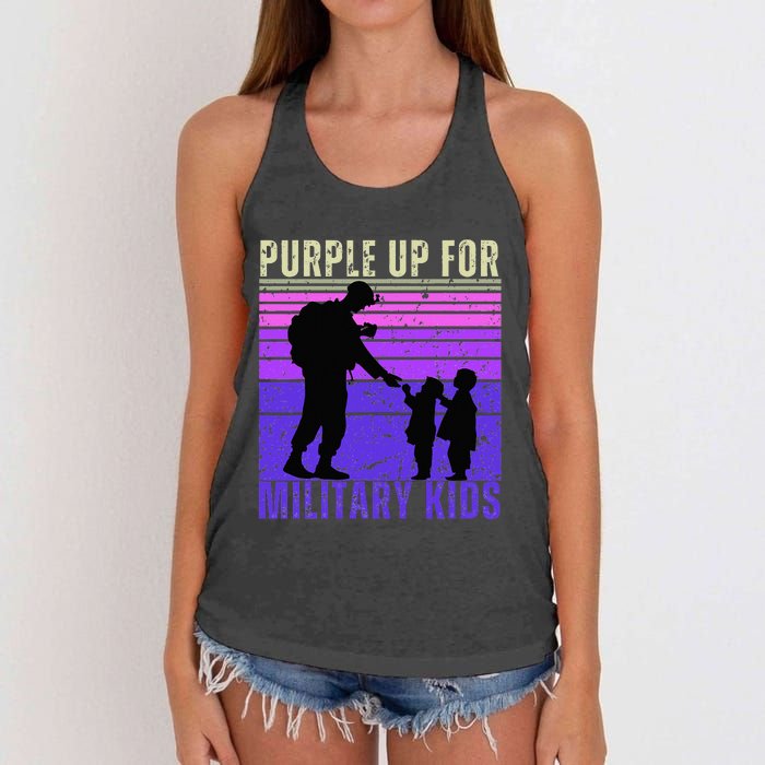 Purple Up For Military Month of the Military Child Women's Knotted Racerback Tank