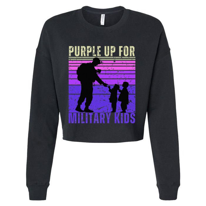 Purple Up For Military Month of the Military Child Cropped Pullover Crew