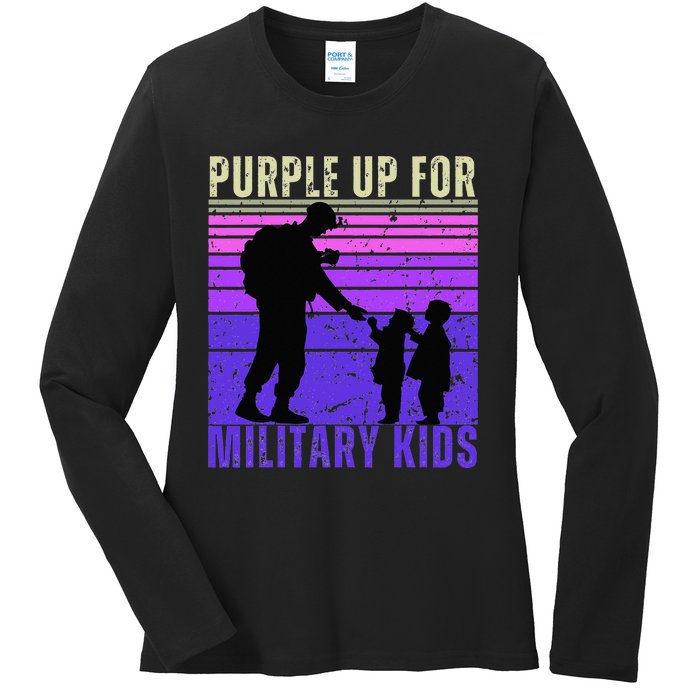 Purple Up For Military Month of the Military Child Ladies Long Sleeve Shirt