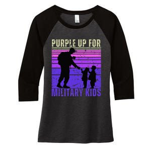 Purple Up For Military Month of the Military Child Women's Tri-Blend 3/4-Sleeve Raglan Shirt