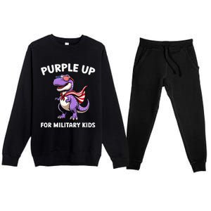 Purple Up For Military Month Of Military Child Trex Premium Crewneck Sweatsuit Set