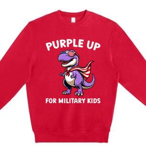 Purple Up For Military Month Of Military Child Trex Premium Crewneck Sweatshirt