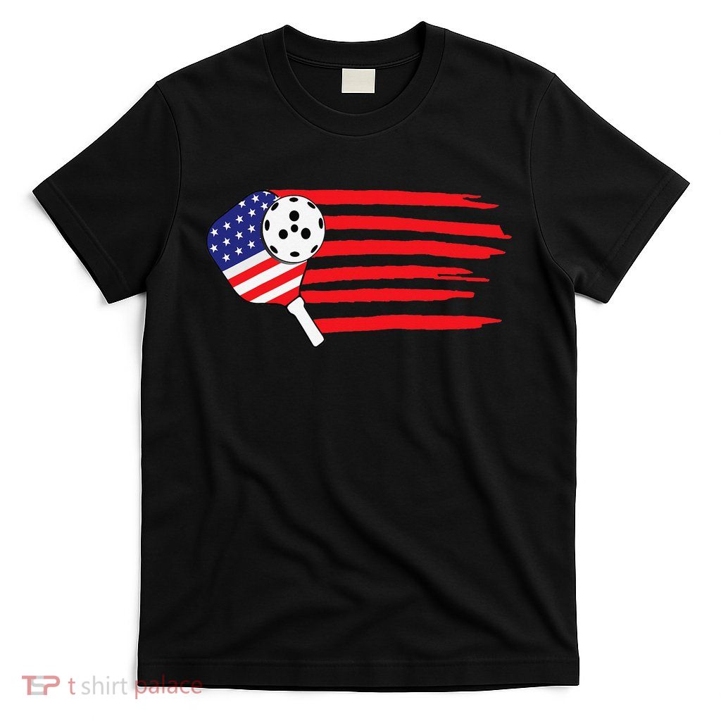 Pickleball US Flag American Patriotic Pickleball 4th of july T-Shirt
