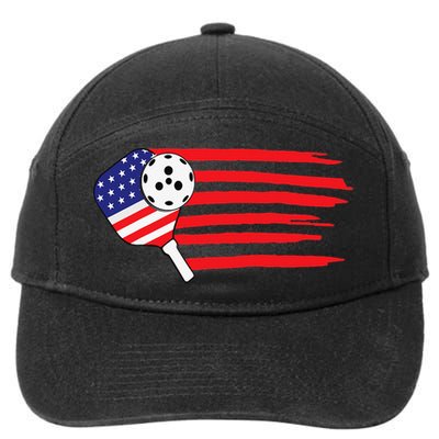 Pickleball US Flag American Patriotic Pickleball 4th of july 7-Panel Snapback Hat