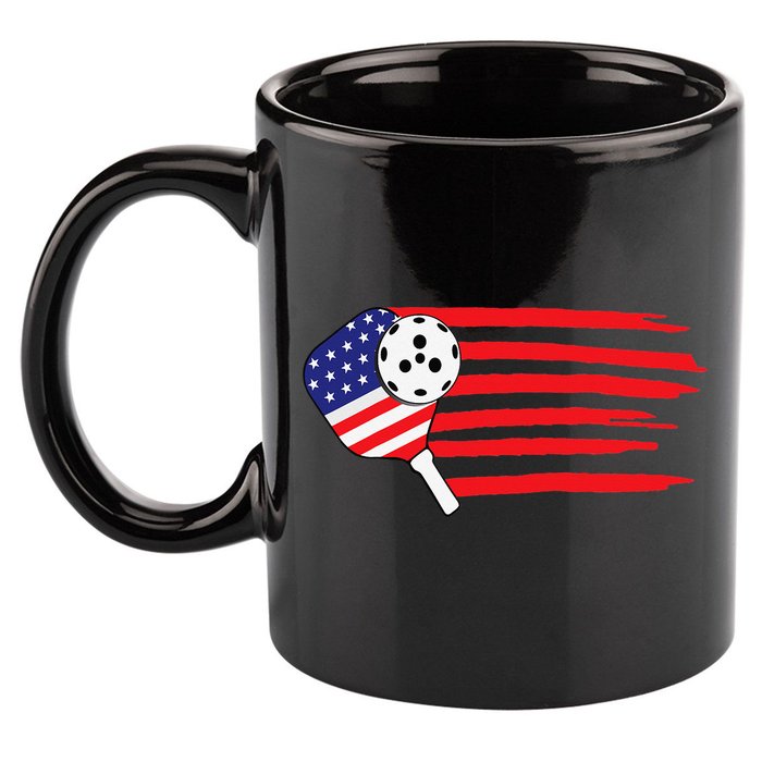 Pickleball US Flag American Patriotic Pickleball 4th of july 11oz C Handle Ceramic Mug