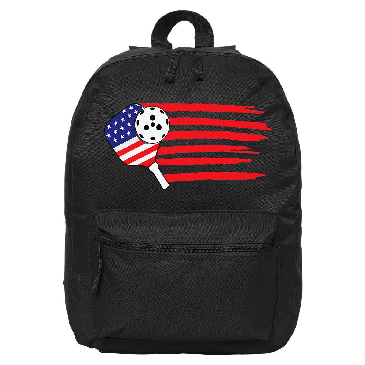 Pickleball US Flag American Patriotic Pickleball 4th of july 16 in Basic Backpack