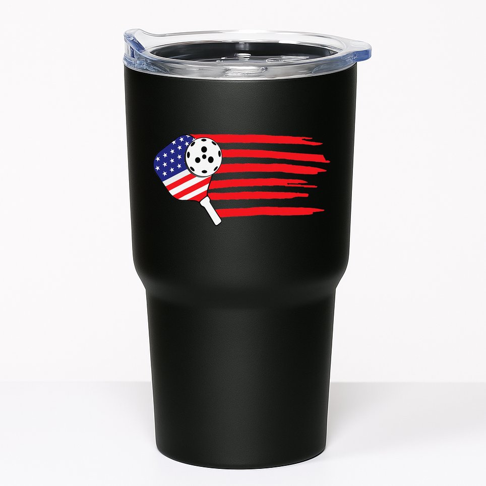 Pickleball US Flag American Patriotic Pickleball 4th of july Tumbler