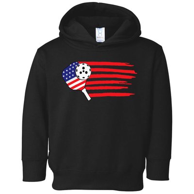 Pickleball US Flag American Patriotic Pickleball 4th of july Toddler Hoodie