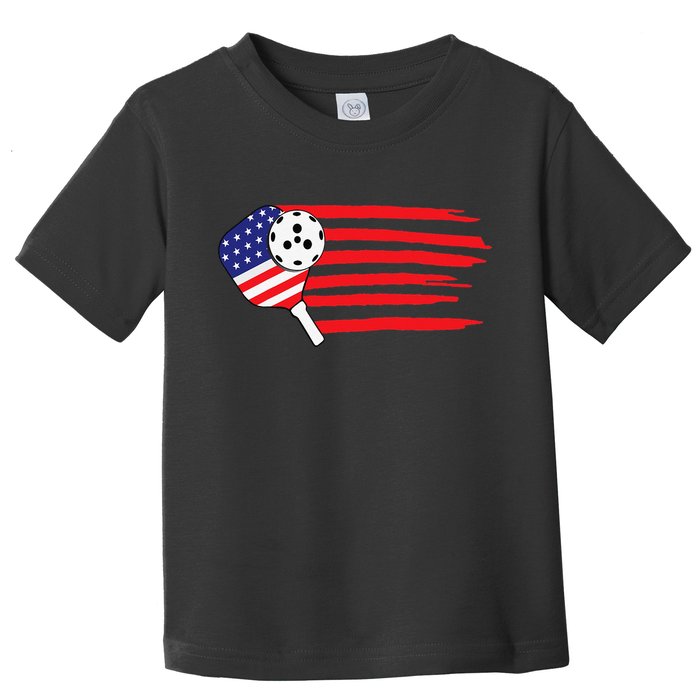 Pickleball US Flag American Patriotic Pickleball 4th of july Toddler T-Shirt